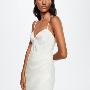 Mango White Linen Blend Mini Dress Size 10